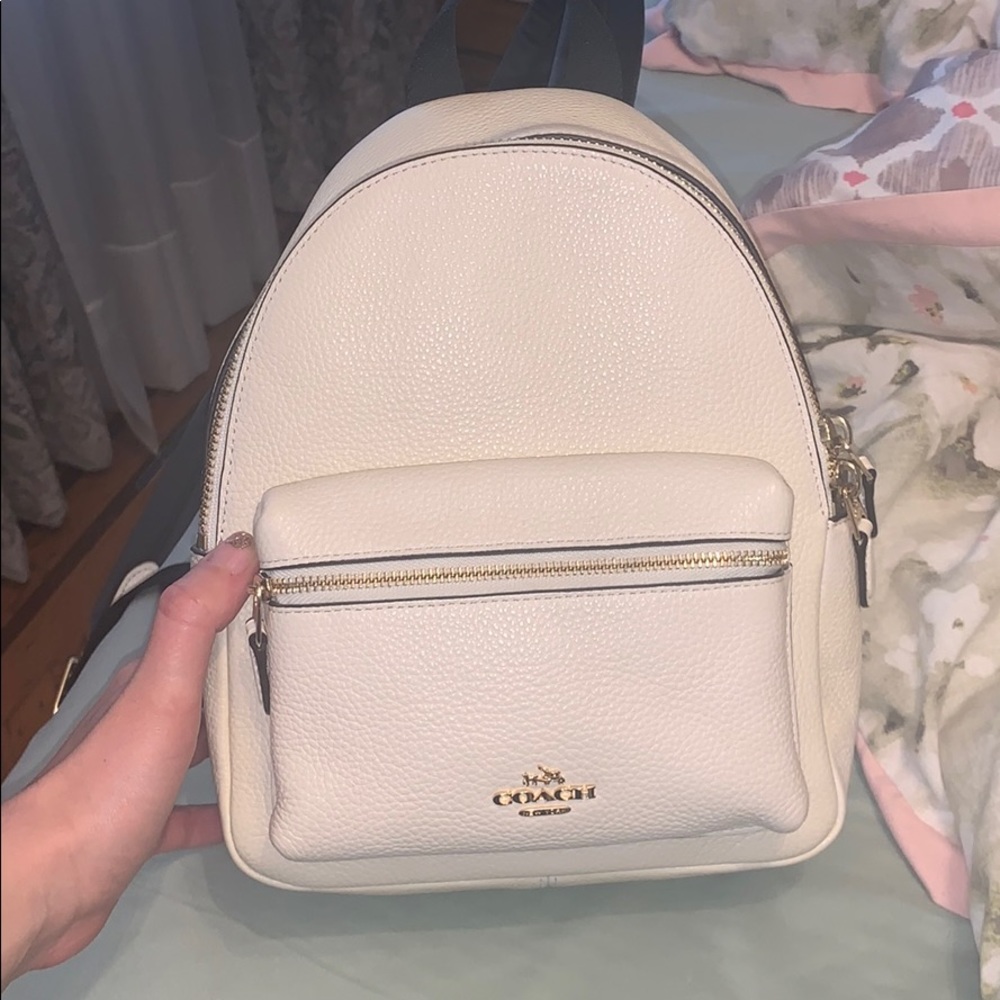 Ivory colored coach backpack